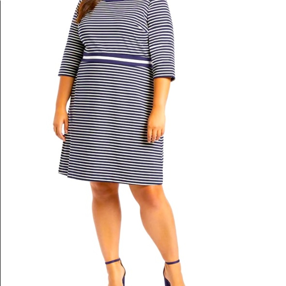 Draper James Navy Striped Dress